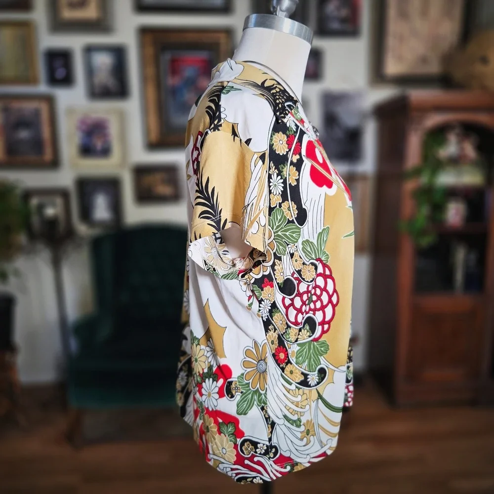 Vintage‎ 70s First Choice Of California Floral Short Sleeve Blouse Top Shirt